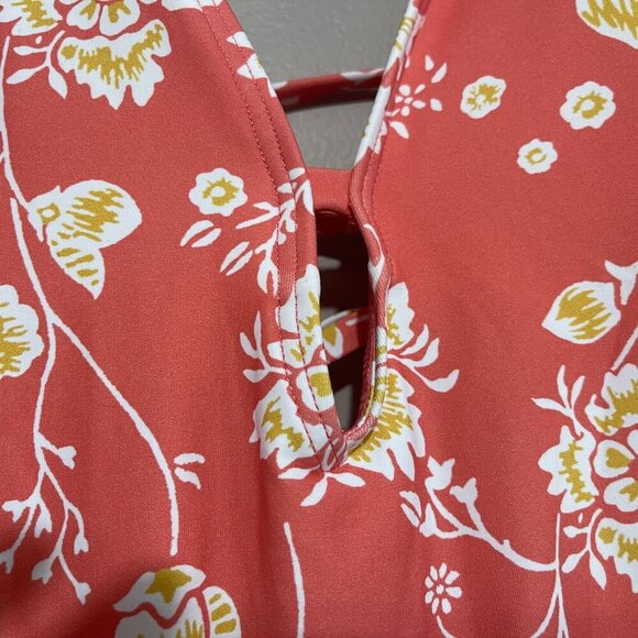 LOFT Beach Coral with Flowers One Piece Swimsuit, Large, NWOT - Picture 9 of 11
